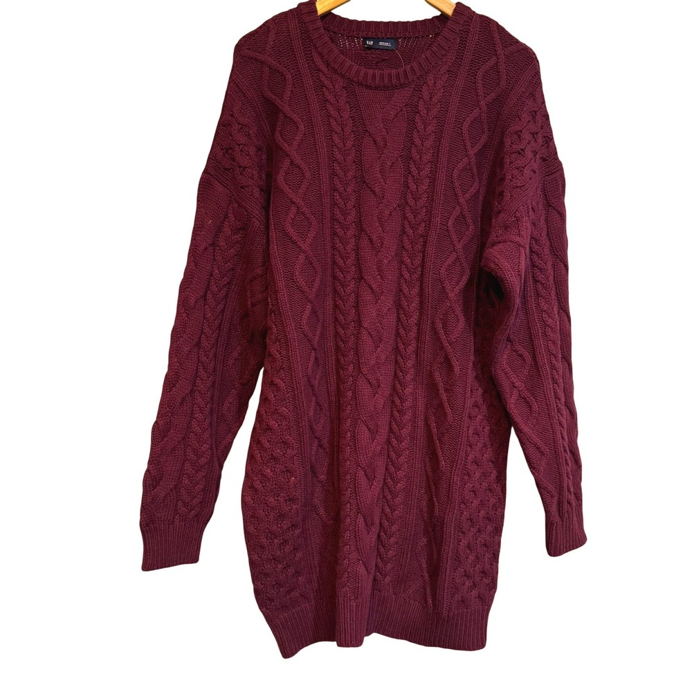 Gap Oversized Cable Knit Sweater Tuscan Red Burgundy Tall Medium 843281-03-1